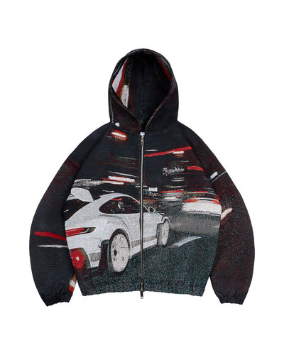 BRAKE-LIGHTS TAPESTRY ZIP-UP HOODIE