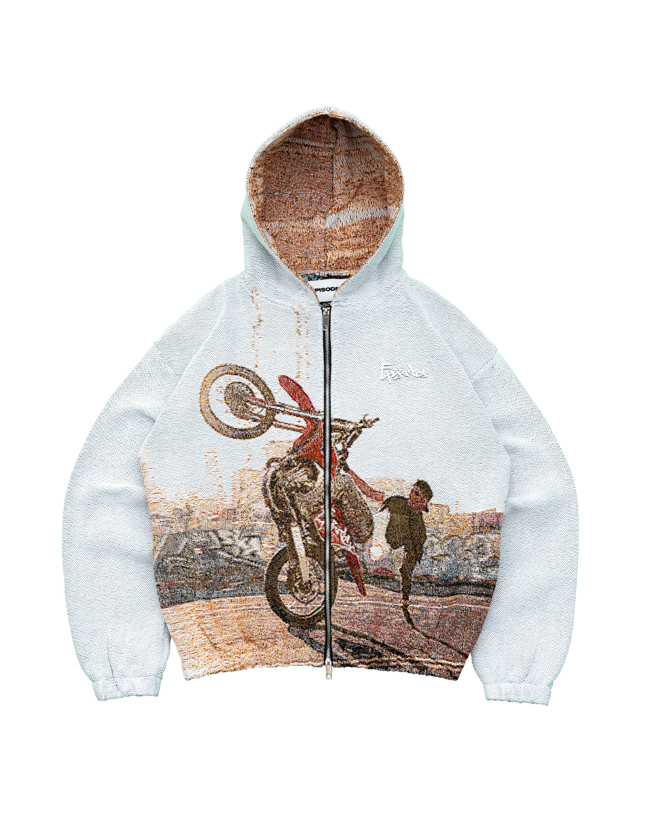WHEEL UP Tapestry Zip-Up Hoodie